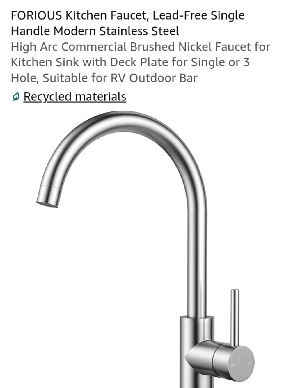 Modern Single-Handle Kitchen Faucet in Brushed Nickel